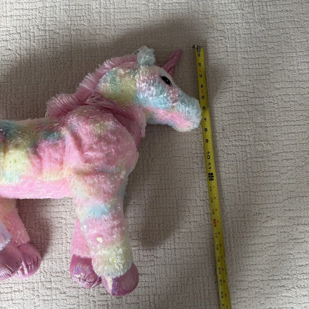 Peek A Boo Toy Company Pink Sparkle Hearts Plush Unicorn With Tags Large 20 Inch